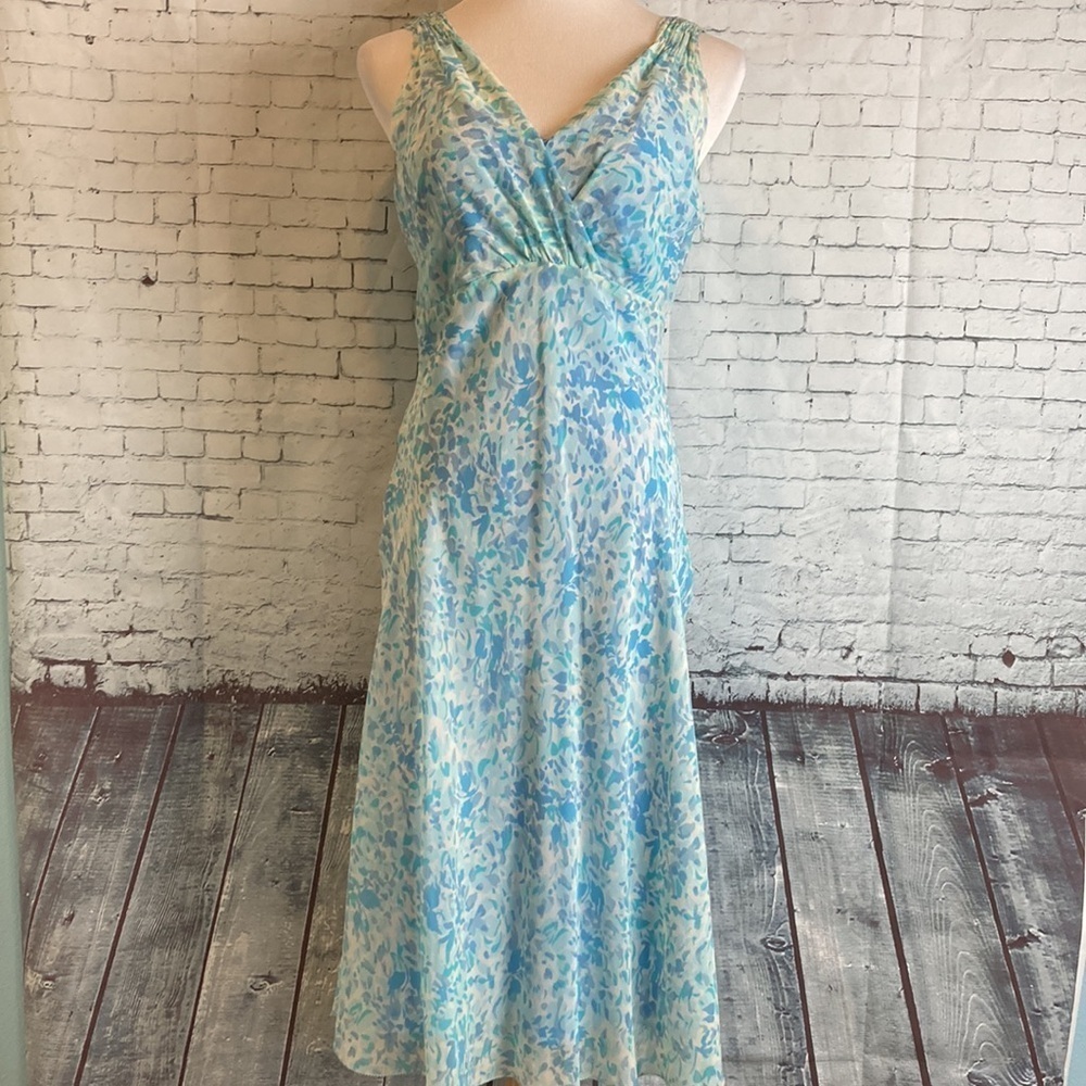 ANN TAYLOR NWT Floral Silk Chiffon Midi Dress Sz 8 Carrie Bradshaw 80’s 90’s Y2K